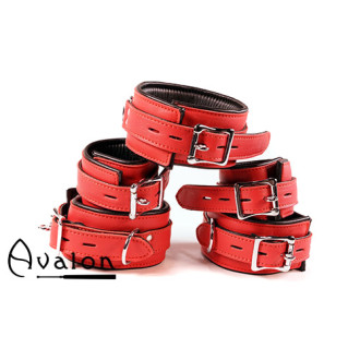 Avalon - DENY - Collar og Cuffs, 5 deler, Rødt