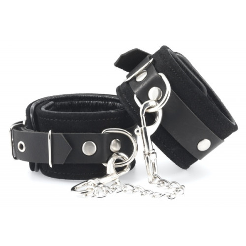 Rimba - Håndcuffs i lær, Sort - Semsket lær Rimba - Håndcuffs i lær, Sort - Semsket lær