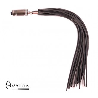 Avalon - WARLOCK - Sort lærflogger med krom og brunt metallhåndtak
