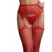 Le Desir - Suspender Pantyhose av netting og rhinestones - Rød