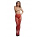 Le Desir - Suspender Pantyhose av netting og rhinestones - Rød