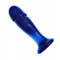 Erotisk - Blå Penisformet Glassplug