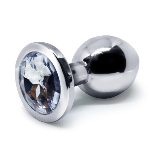 BQS - Buttplug i metall med Krystall - Klar - Medium BQS - Buttplug i metall med Krystall - Klar - Medium