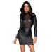 Cottelli Collection - Tettsittende Wetlook Minikjole med ermer