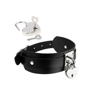 Kinky Diva - Collar med Hjertelås - Sort