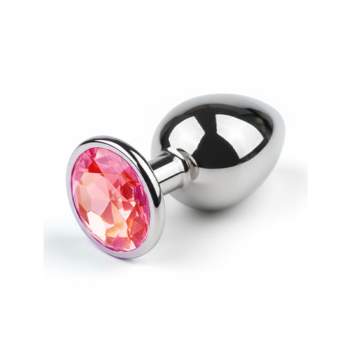 BQS - Buttplugg i metall med tofarget krystall - Oransje/Rosa 