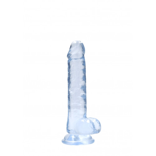 Realrock – Crystal Clear – Realistisk Dildo med Pung – Blå - 17 cm