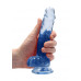Realrock – Crystal Clear – Realistisk Dildo med Pung – Blå - 17 cm