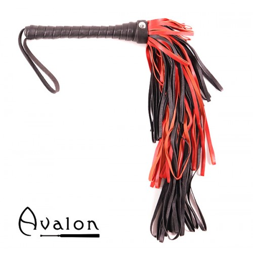 Avalon - CHIMERA - Sort og Rød Lærflogger med Graderte Loopstrimler