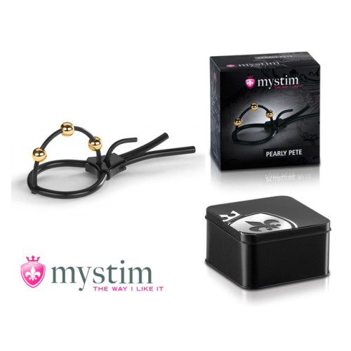 Mystim - Pearly Pete - Corona Strap med gullkuler Mystim - Pearly Pete - Corona Strap med gullkuler