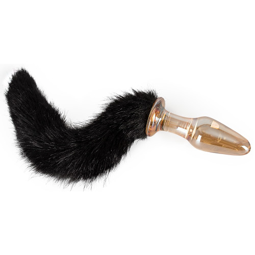 Buttplug i Glass Med Sort Hale Buttplug i Glass Med Sort Hale