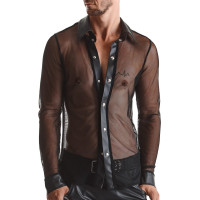 Regnes Fetish Planet - Cesare - Meshskjorte med wetlook detaljer og knapper 