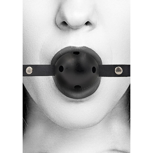Ouch! Black & White - Ballgag med pustehull - Sort 