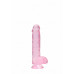 Realrock – Crystal Clear – Realistisk Dildo med Pung – Rosa - 15 cm