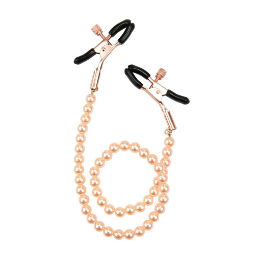 BQS - Enkle justerbare brystklyper med perler - Rosegull BQS - Enkle justerbare brystklyper med perler - Rosegull