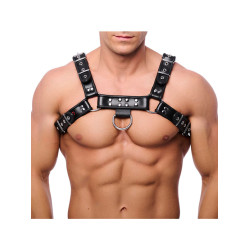 Red Leather - Harness i lær - Sort S/M