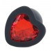 BQS - Svart Silikonbuttplug med Rød Hjertekrystall - Large 