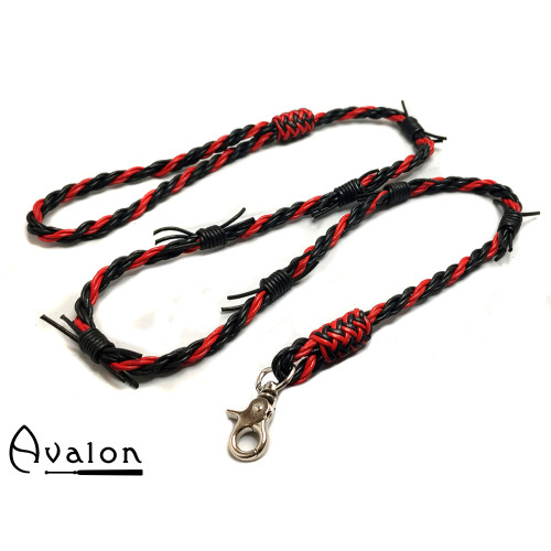 Avalon - KILGHARRAH - Lærlenke med Piggtråd detaljer - Svart og rød Avalon - KILGHARRAH - Lærlenke med Piggtråd detaljer - Svart og rød